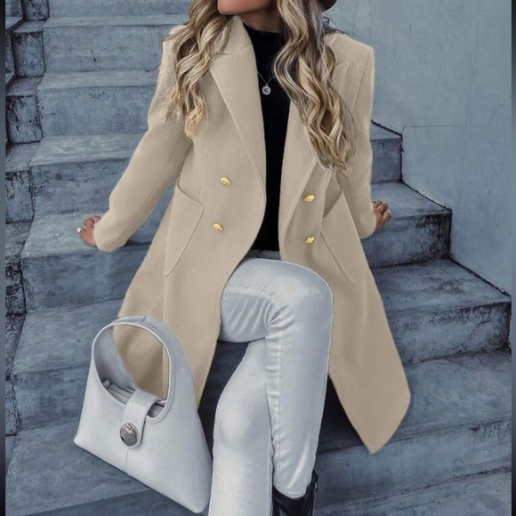 Jackets & Blazers - Classic button double breasted trench pea coat  jacket